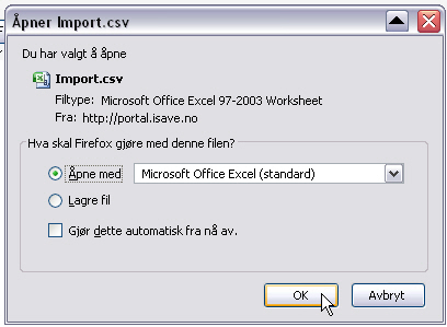Åpne CSV i Excel